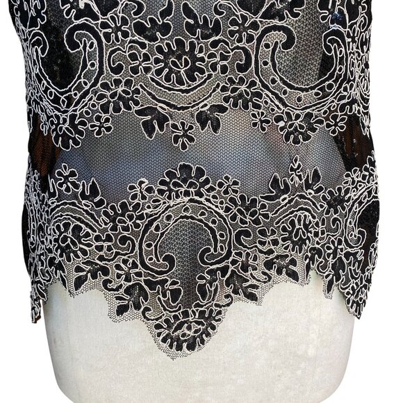 Babaton Aritzia Sheer Mesh Floral Lace Cami Tank Whimsigoth Dark Fairy Sexy Sz M - Picture 5 of 15